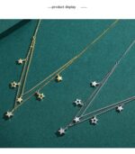 S925 Sterling Silver Double Circles Star Necklace - Image 4