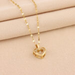 Double-layer Love Necklace With Rhinestones Titanium Steel - Image 3
