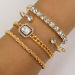 Fashion Jewelry 4 Pcs Crystal Bracelet Set Bohemian Design For Women Vintage Luxury Twisted Cuff Chains Armband Jewelry Accessories - Image 3